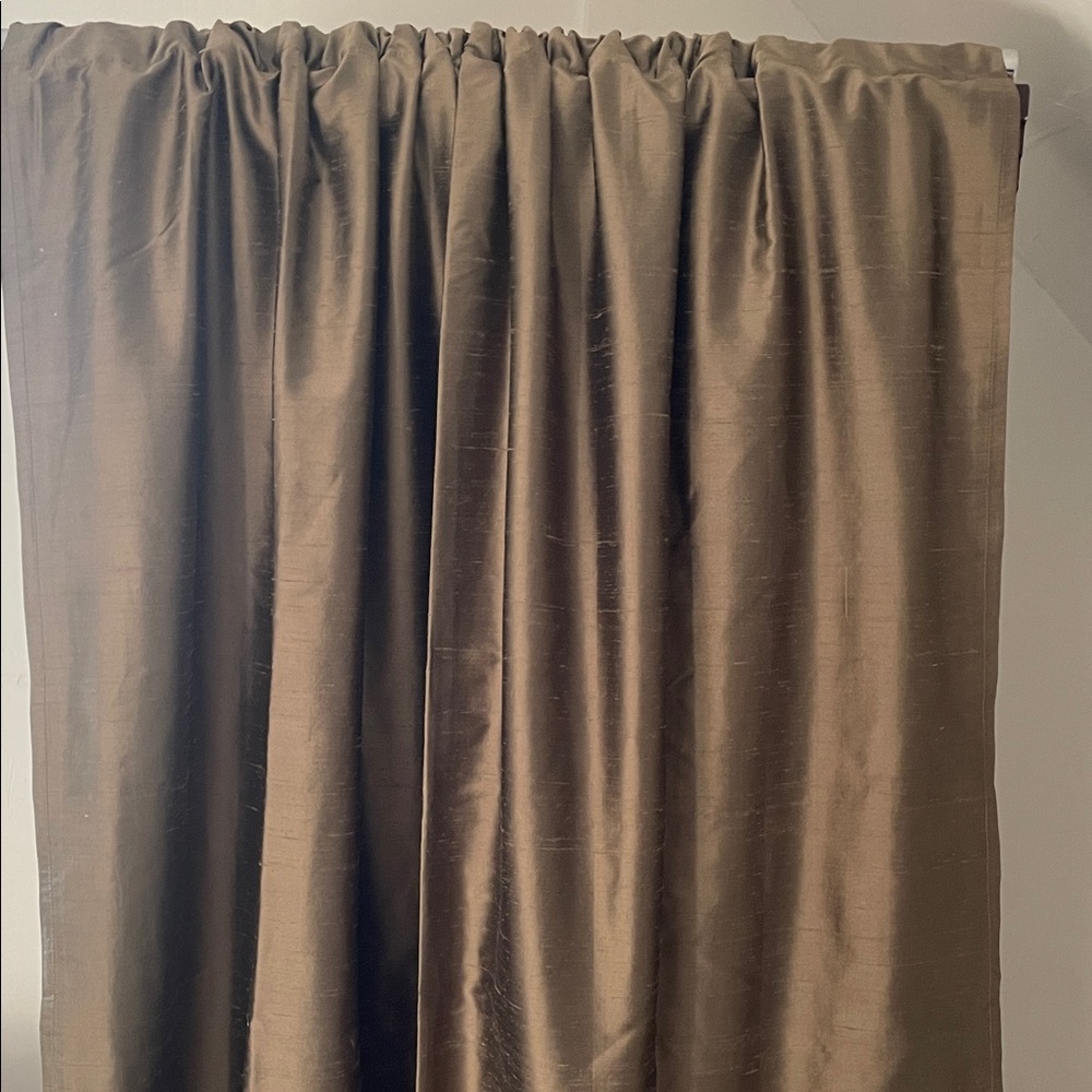 Pottery Barn Elegant Brown Silk Curtains